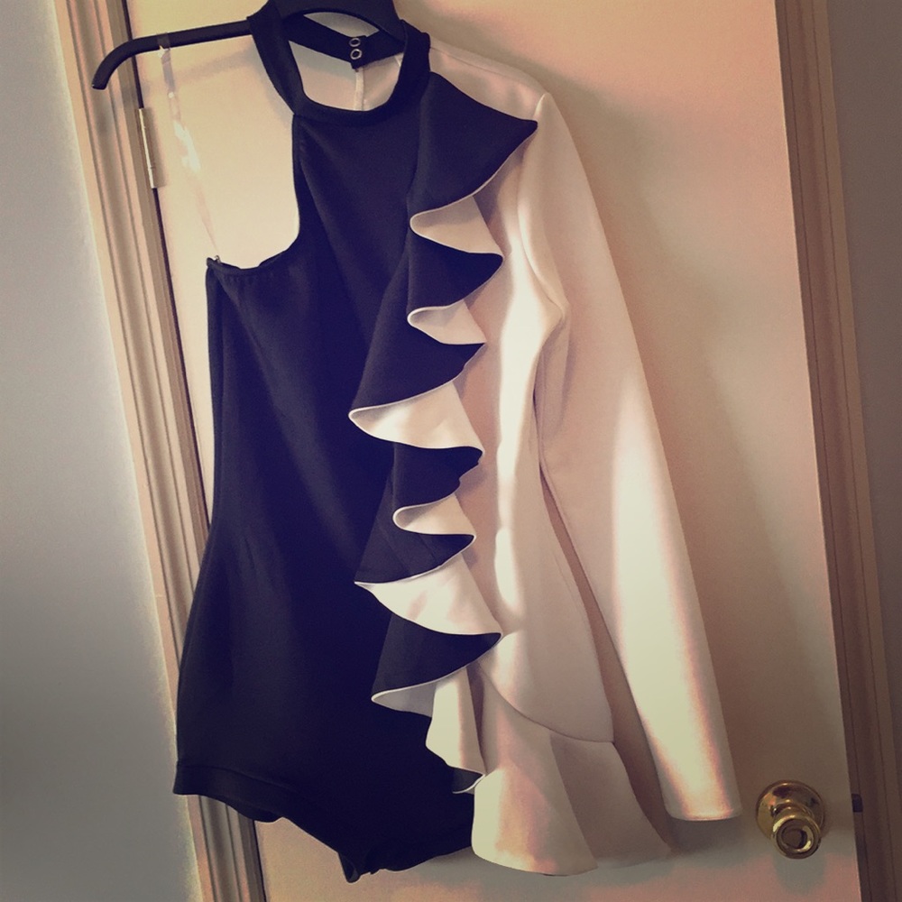 Black and White One Sleeve Leotard